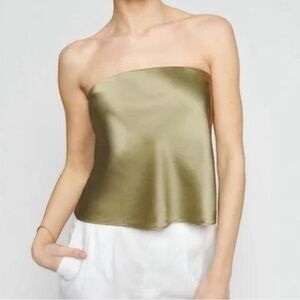 Reformation Satin Olive Medium tube top - never worn!